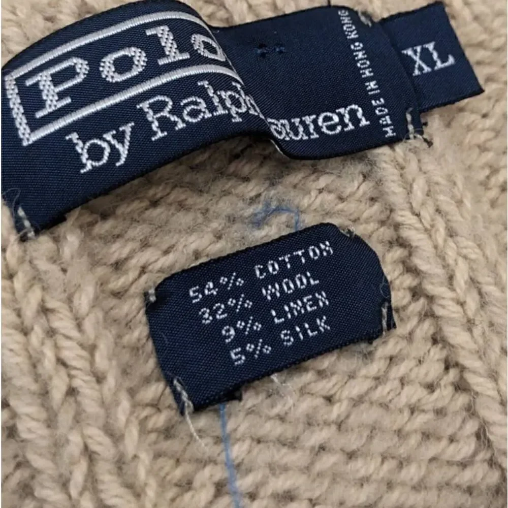Polo Ralph Lauren Khaki Hunter Green Red Rugby Sweater XL Outdoors Vintage 90s‎